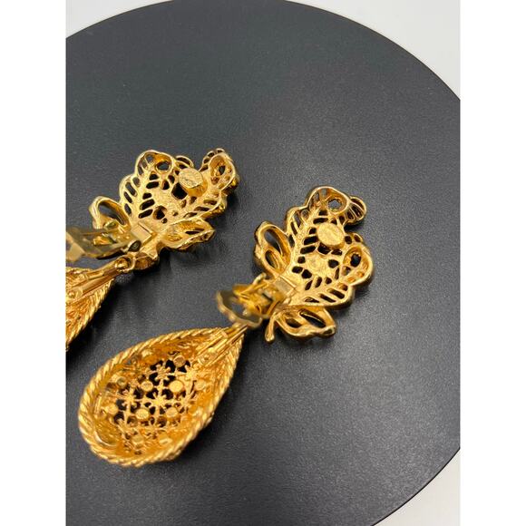 Jose Maria Barrera Avon Versatile Elegance Rhinestone Filigree Clip-On Earrings - Picture 4 of 10